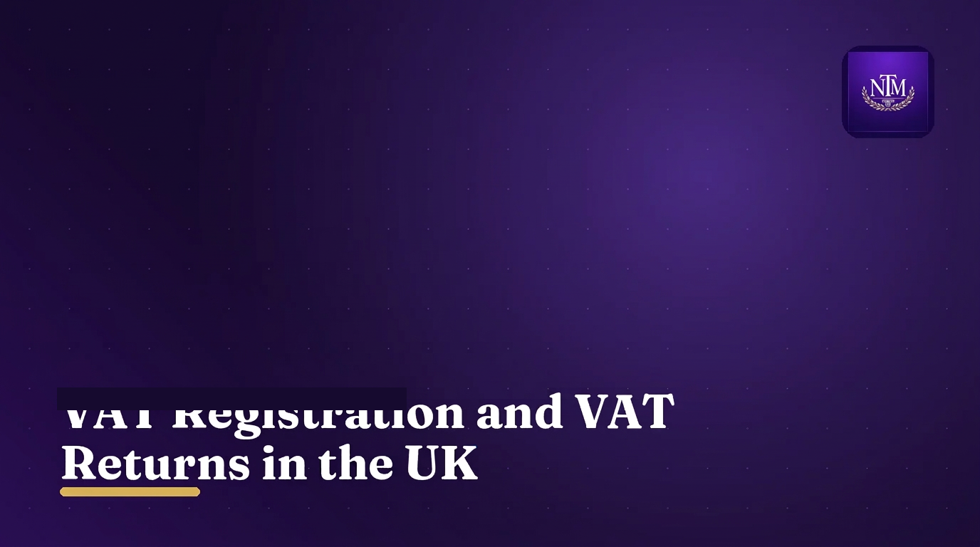 Illustration of UK VAT registration threshold rules on a purple background